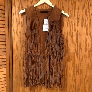 Zara Faux Suede Fringe Vest